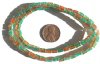 16 inch strand of 6x4mm Crackle Orange/Green Tube Beads